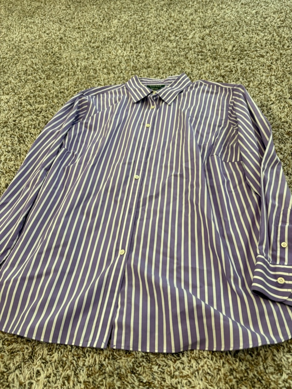 Ralph Lauren Purple and White Striped Dress Shirt 3xl - Picture 7 of 10